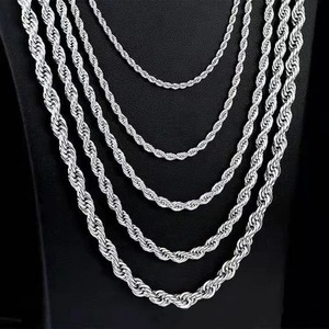 Gioielli su misura all'ingrosso donne <span class=keywords><strong>uomo</strong></span> in <span class=keywords><strong>acciaio</strong></span> inox 2MM 3MM 4MM 5MM corda attorcigliata moda 18K catene d'<span class=keywords><strong>oro</strong></span> <span class=keywords><strong>collane</strong></span> - Product Image 6