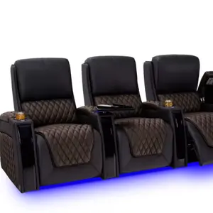 Đen Deluxe VIP Cinema ghế 5 chỗ da nhà Rạp chiếu phim điện ngồi có thể ngả ghế Cinema sofa