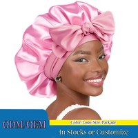 Bonnet en satin de soie monocouche vente en gros Chapeau de douche avec logo personnalisé Chapeau de nuit et de sommeil Grand bonnet de créateur pour femmes