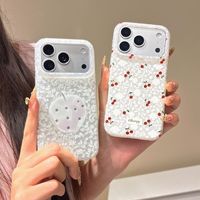 Nouvelle coque de protection antichoc IMD motif cerise en dentelle pour iPhone 15 16 17 18 Pro Max