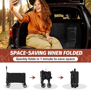 Wagon pliable avec roues, chariots pliables, chariot utilitaire pliable robuste pour l'épicerie, le camping, le shopping - Product Image 2