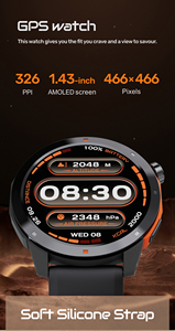 Montre connectée sportive MG03 GPS avec écran AMOLED de 1,43 pouce, étanche 3ATM, boussole, Reloj <span class=keywords><strong>Smartwatch</strong></span>, tracker d'activité physique, bracelet en silicone - Product Image 6