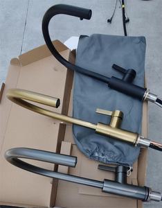 Robinet de cuisine commercial à double fonction rotatif en laiton brossé pour évier <span class=keywords><strong>mitigeur</strong></span> de lavabo - Product Image 5