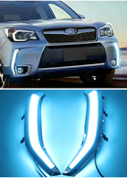 Feux de jour DRL blancs et clignotants jaunes ambre pour Subaru Forester 2013-2018, avec feux de nuit bleu glace