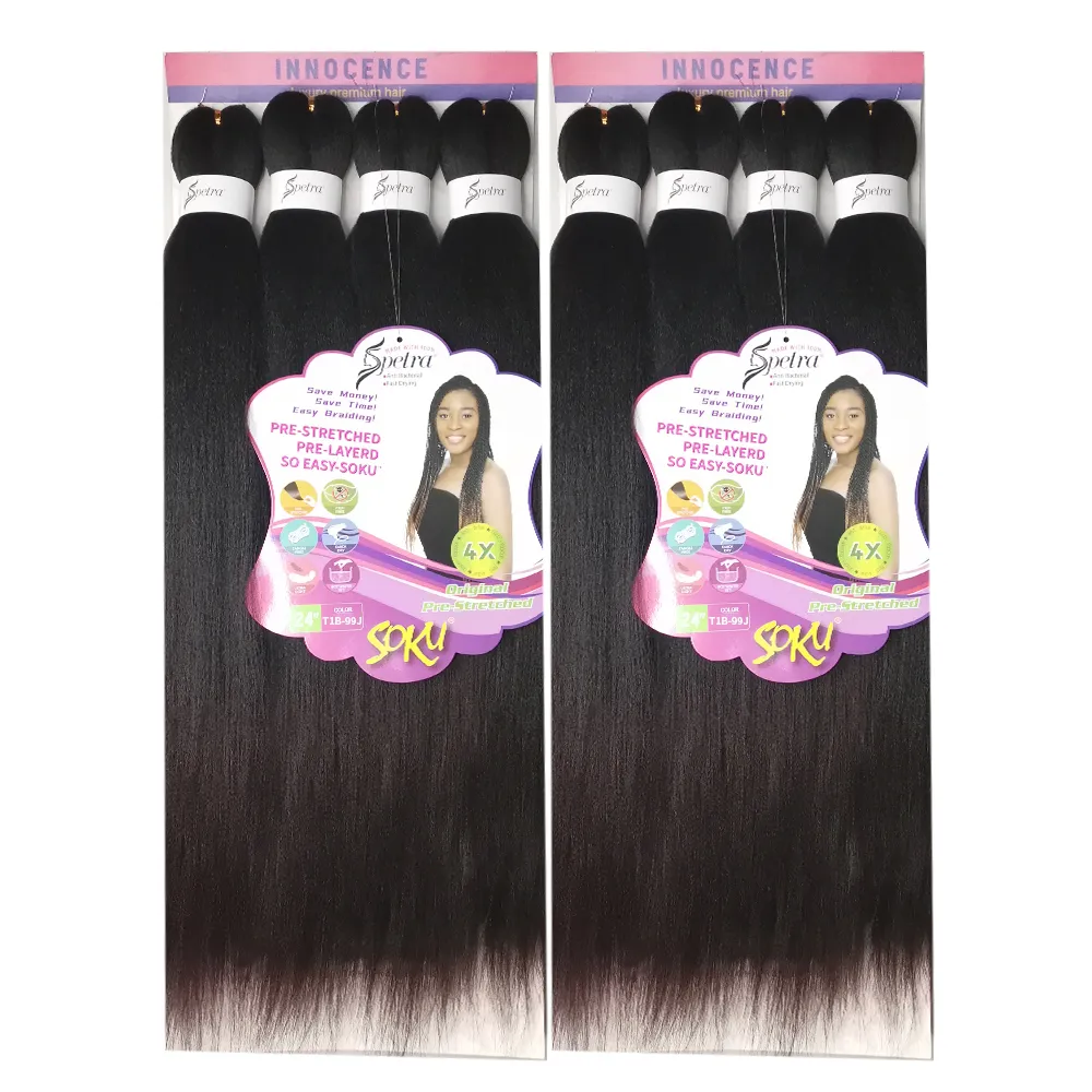 Spetra Pre Stretched Braiding Hair Extensions Easy Crochet Braid Hair Bundle Yaki Straight Ombre color Synthetic Braids