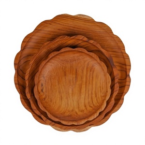 Assiette de service ronde en bois naturel pour la cuisine, la table à manger, le restaurant, le café et la présentation des aliments à la maison - Product Image 2