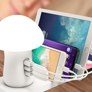 เหมาะสำหรับ YM-UD12 สีขาว ที่ชาร์จ USB รูปทรงเห็ดอเนกประสงค์ 3 พอร์ต USB ชาร์จเร็ว 3.0 ที่ชาร์จไร้สาย / โคมไฟกลางคืน - Product Image 5