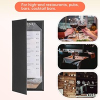 Couverture de menu en cuir PU personnalisée avec logo en relief, livre de menu relié 4,25 x 11 pouces
