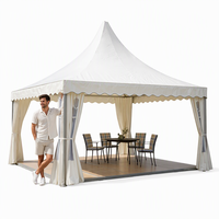 Tente Pagode Blanche 5x5m en Aluminium Imperméable pour Mariages et Événements Extérieurs, Design Français et Installation Facile pour Salons Professionnels