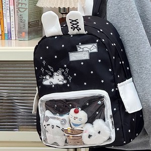 Japanese style ins print cute durable water-repellent fresh transparent multi-compartment <b>backpack</b> - Product Image 2