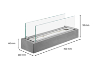 Cheminée de table moderne en béton à éthanol, design décoratif en verre, autoportante, écologique, pour usage intérieur/extérieur et jardin, vente par correspondance