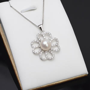 ถาดเงินแท้ S925 สำหรับทำจี้ไข่มุก DIY ขนาดใหญ่ เครื่องประดับลายใบโคลเวอร์นำโชค อุปกรณ์ตกแต่งทันสมัย งานกึ่งสำเร็จรูป - Product Image 1