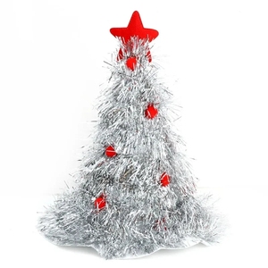 XMAS arbre chapeau Non-tissé pluie soie chapeau de noël décor à la maison ornements Navidad fête fournitures bonne année arbre de noël clinquant chapeau - Product Image 6