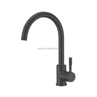 Robinet de cuisine monocommande moderne en acier inoxydable brossé noir pour eau chaude et froide, à poser sur plan, avec garantie d'un an
