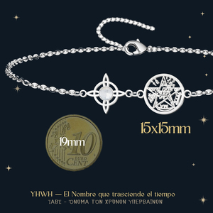 Bracciale Tetragrammaton con pietra di quarzo bianco e acciaio inossidabile nodo della strega portafortuna protezione amuleto bracciali con perline pregiati - Product Image 3