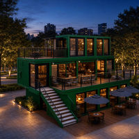 Restaurant modulaire en conteneur vert forêt, 2 ou 3 étages, structure en acier, café-bar pour les États-Unis