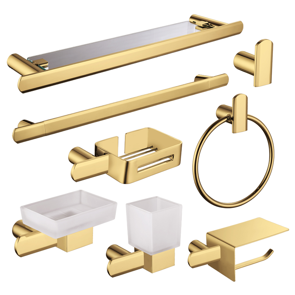 Empolo sang trọng vàng phòng tắm Brass Phụ Kiện Set cho khách sạn căn hộ phòng tắm dự án Vàng showergold phụ kiện phòng tắm