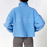 Veste de sport chaude en laine d'agneau pour femme Manteau de sport d'hiver à col montant et fermeture éclair sur le devant