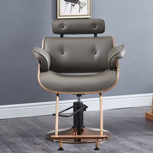 Nouvelle chaise de salon en bois, métal électro-plaqué, coupe de cheveux, coloration des cheveux, levage des cheveux, simple, en cuir, peut être placée à l'envers, chaise de barbier - Product Image 2