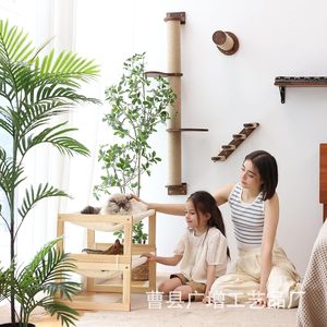 เตียงแมวไม้ทรงสี่เหลี่ยมผืนผ้า ถอดซักได้ วางบนพื้น สำหรับแมวขนาดกลาง - Product Image 2
