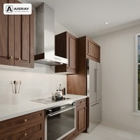 Meuble de cuisine stratifié avec portes de style classique, aménagement en îlot, rangement par tiroirs, unités modulaires et boîtes en panneaux de particules
