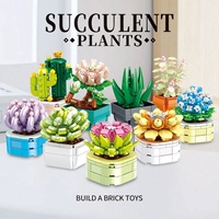 Gaomisi Mini Succulente en Pot Modèle de Construction Jouet Blocs de Construction Fleur Épanouieuse DIY Cadeau Matériau ABS Enfants
