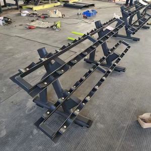 Sport Gym Club Gym Equipment Populaire <span class=keywords><strong>FF49</strong></span> 2 Rangées Couches Haltère Rack Holder Keeper Jaune Plateaux Noir Plateaux Racks pour 10 Paires - Product Image 2