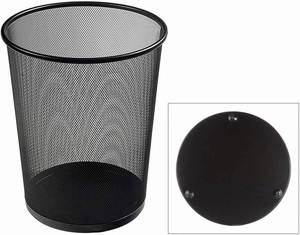 Metal Wire Mesh Waste Basket Garbage <b>Bin</b> Trash Can <b>Bedroom</b> Paper Basket for Office Home Customized Logo Opp Bag Welding Round - Product Image 2