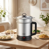 Bouilloire Électrique Multifonction Antiadhésive 1,5 L la Plus Vendue avec Cuiseur Vapeur pour la Maison, Chauffage Rapide des Aliments