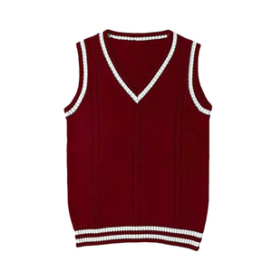سترة صوف نسائية مخصصة برقبة على شكل V بالجملة بسعر المصنع، سترة محبوكة ناعمة لملابس الجامعات والكليات والمدارس - Product Image 5