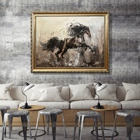 Peinture à l'huile sur toile représentant un cheval au galop, art mural impressionniste peint à la main pour la décoration de la maison