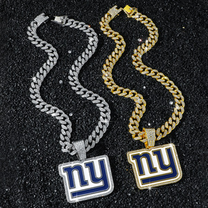 Nouveau Collier Pendentif Lettre d'Équipe de Rugby Personnalisé Style Hip Hop en Alliage Plaqué Or pour Hommes, Bijoux de Mode en Gros - Product Image 1