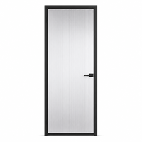 Pintu Kaca Beralur dengan Bingkai Hitam Tipis, Pintu Kaca Minimalis Modern untuk Rumah, Kantor, Ruang Tamu, Kamar Tidur