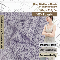 Tissu à carreaux en tricot épais avec fil lurex, sequins et maille transparente jacquard 3D tissée, 100% polyester pour femmes