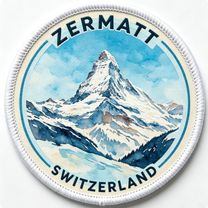 Zermatt Switzerland Mountain Embroidered Iron-On Patch Circle Shape Nonwoven Felt Gift Decorative Applique - Product Image 6