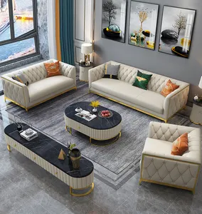 奢华意大利羽绒真皮沙发套装客厅家具休闲现代合成革组合沙发