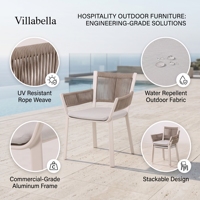 Meubles d'extérieur de luxe en corde tressée, fauteuils de salle à manger, meubles de jardin, hôtel, restaurant, meubles de patio, chaises longues
