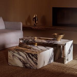 LANDIVIEW Luxury Marble Living Furniture Custom Calacatta Viola Stone plinto Bridge Table Console Table - Product Image 5