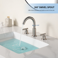 Robinet de lavabo moderne en laiton chromé à double poignée, 8 pouces, 3 trous