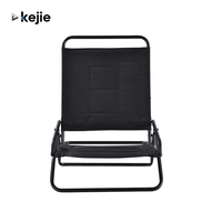 Chaise de plage pliable en métal noir portable Kejie en gros pour l'extérieur, design moderne, mobilier d'extérieur