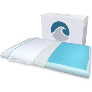 Bedding Ultra Slim CarbonBlue Max Cool Gel Memory Foam Pillow for Stomach and Back Sleepers - Thin, Flat Design with Advanced