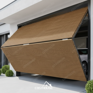<span class=keywords><strong>Porte</strong></span> de <span class=keywords><strong>garage</strong></span> à lames en <span class=keywords><strong>bois</strong></span> personnalisées, style moderne, pour villa contemporaine - Product Image 1