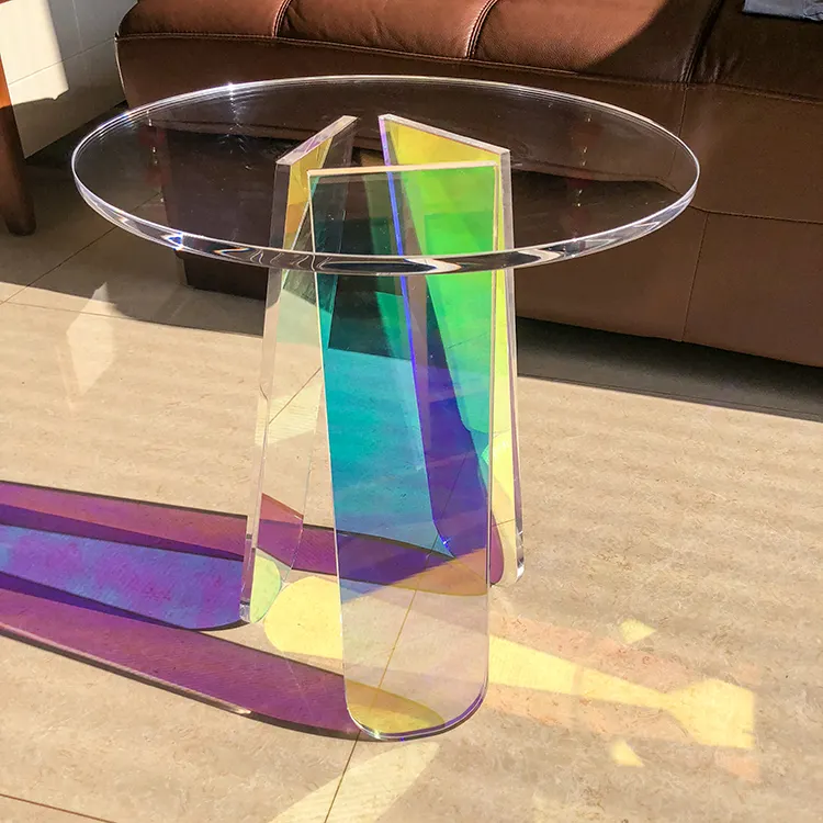 Transparent Möbel Acryl Seite Tisch Kaffee Tisch Schillernden Farbe Kaffee Tisch