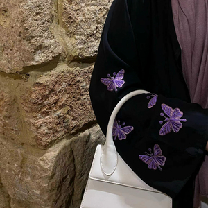 Nuevos vestidos Abaya abiertos para mujer de Oriente Medio, cárdigan caftán bordado con mariposa, ropa islámica, Nida musulmana de moda - Product Image 2