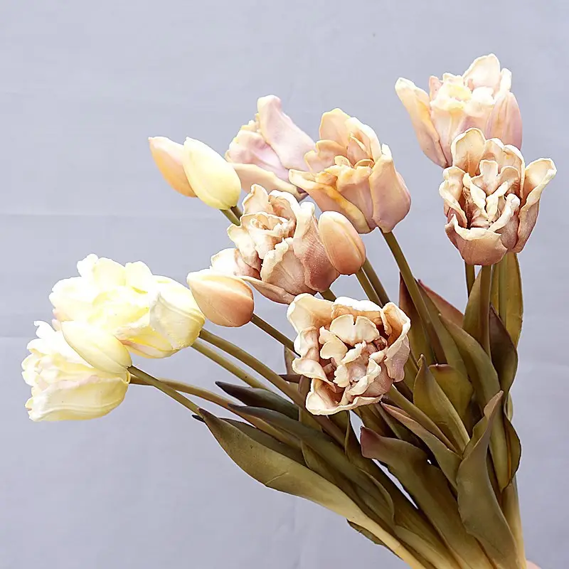 Ramo de tulipán barroco de alta calidad, flores artificiales para decoración, arreglo de flores de otoño, 47Cm