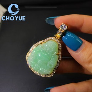 New Arrival 925 Sterling <b>Silver</b> Green Jade Buddh Moissanite Men Pendant Hip Hop <b>Charm</b> for Men Pass Diamond Tester GRA - Product Image 5