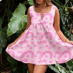 <span class=keywords><strong>Abito</strong></span> <span class=keywords><strong>Midi</strong></span> <span class=keywords><strong>Estivo</strong></span> da Donna con Stampa Hawaiana, Vita Alta, Bottoni, Senza Maniche, Vestito Plissettato - Product Image 5