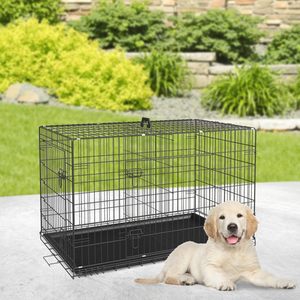 Jaula Plegable para Perros de 24 Pulgadas, Jaula de Alambre Metálico con Bandeja de Plástico, Asa, Patrón Sólido, Cierre de Botón, Recubrimiento en Polvo Ecológico, 15 kg - Product Image 2