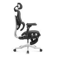 Chaise de bureau de qualité supérieure avec base en aluminium, dossier en maille, assise large réglable, pivotante, avec repose-pieds