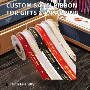 Cinta de Satén de Poliéster Ecológica de Buena Calidad con Logotipo Personalizado para Envolver Regalos Florales del Día de San Valentín y Decoración de Cajas - Product Image 2